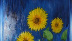 Sonnenblume, Öl, 100 x 100 cm