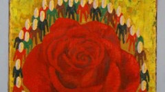 Tanz um die Rose, Öl-Acryl-Gold, 110 x 80 cm